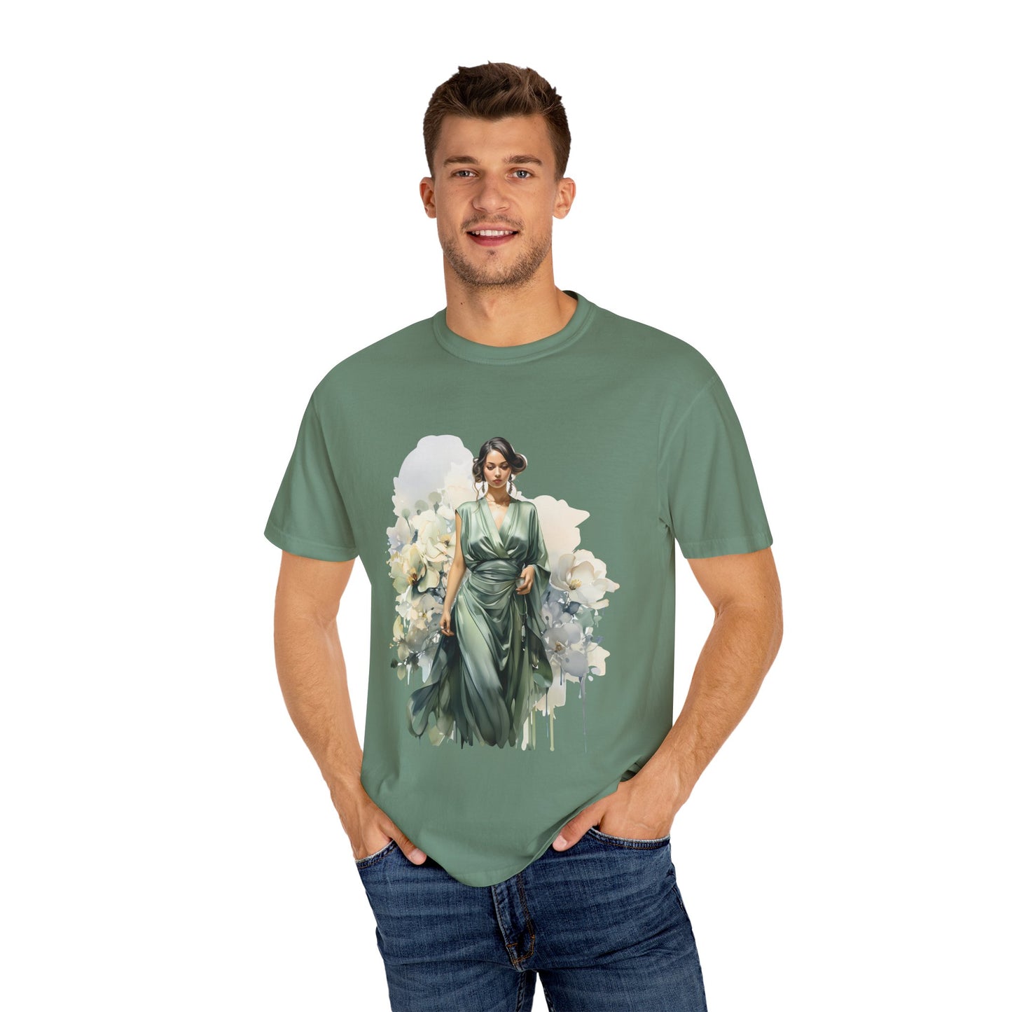 Floral Elegance Unisex Garment-Dyed T-Shirt - Stylish Spring Fashion