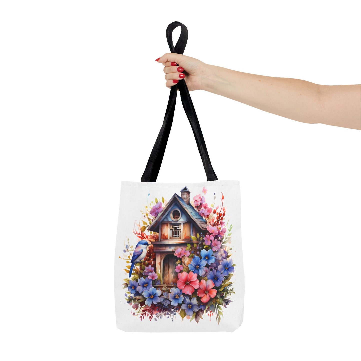 Botanical Birdhouse Tote Bag - Floral Design for Nature Lovers