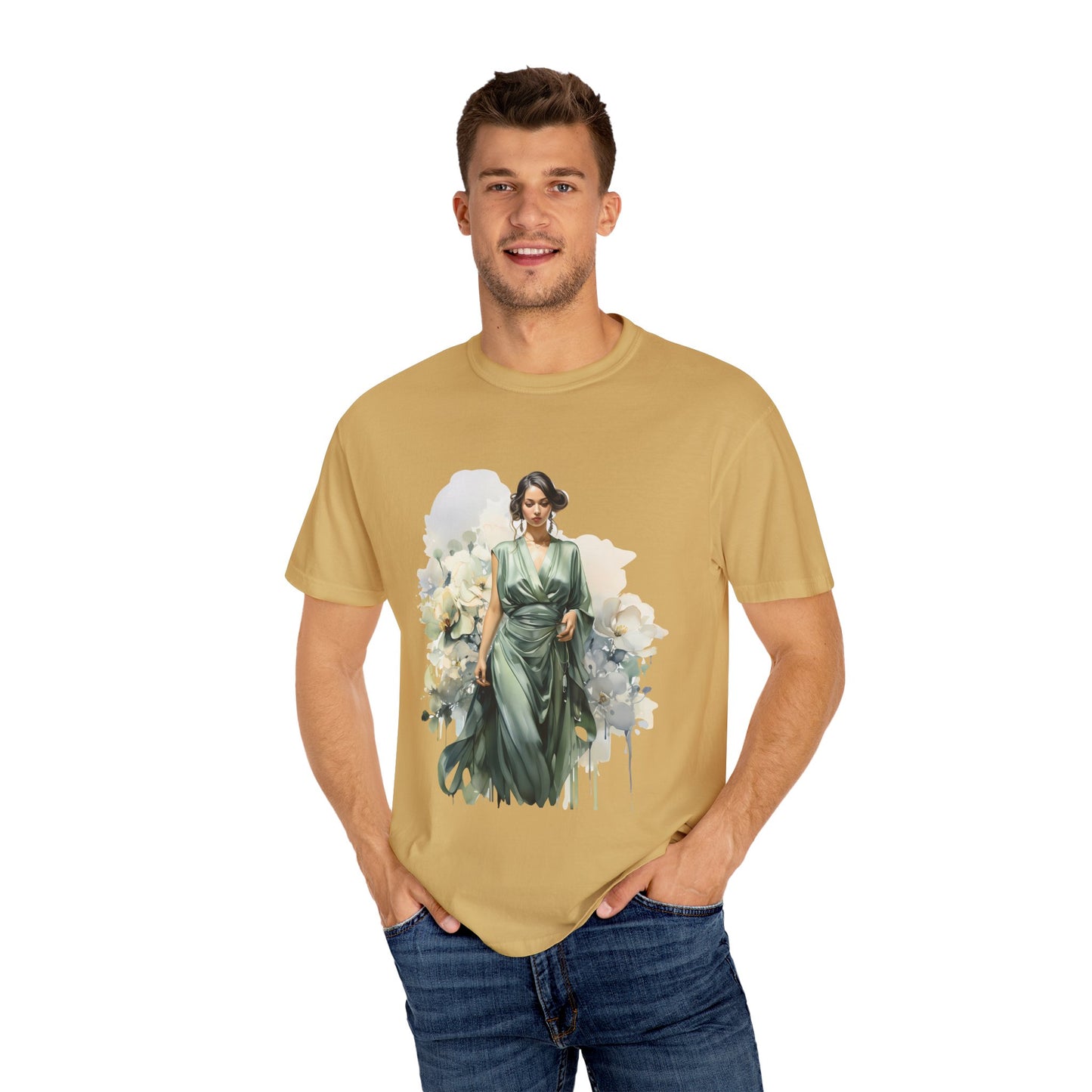 Floral Elegance Unisex Garment-Dyed T-Shirt - Stylish Spring Fashion