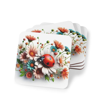 Floral Ladybug Coasters - Vibrant Nature-Inspired Drink Protectors for Home Decor