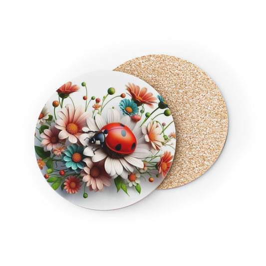 Floral Ladybug Coasters - Vibrant Nature-Inspired Drink Protectors for Home Decor