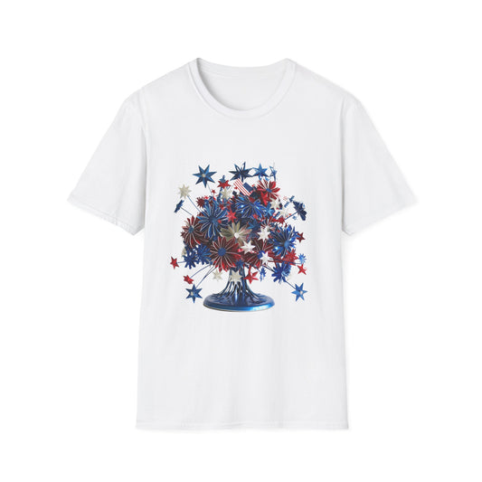 Patriotic Floral T-Shirt | Unisex Softstyle Tee for Celebrations
