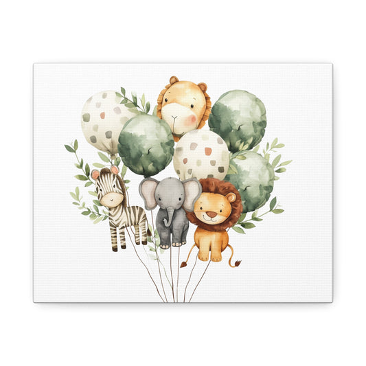 Adorable Animal Balloon Canvas Art Print - Perfect Nursery Decor