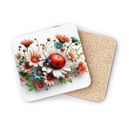 Floral Ladybug Coasters - Vibrant Nature-Inspired Drink Protectors for Home Decor
