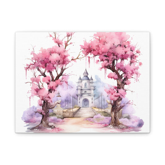 Serene Blossom Canvas Art - Dreamy Cherry Blossom Landscape