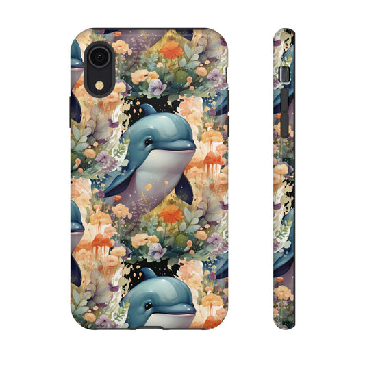 Tough Cases: Floral Dolphin Phone Case – Durable, Stylish Protection for Ocean Lovers